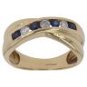 18ct Yellow Gold 0.15ct Diamond and Sapphire Crossover Ring