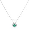 Platinum 0.50ct Baguette Cut Diamond and Emerald Cluster Pendant and Chain 18"