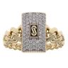 14ct Yellow Gold Monaco Classic Plain Pave Link Signet Ring