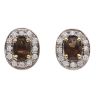 14ct Yellow Gold 0.25ct Brilliant and Oval Cut Diamond and Smoky Quartz Cluster Earrings