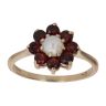 9ct Yellow Gold Garnet And Pearl Cluster Ring