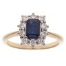 18ct Yellow Gold 0.40ct Brilliant Cut Diamond and Sapphire Cluster Ring