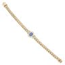 18ct Yellow Gold 0.85ct Brilliant Cut Diamond and Sapphire Cluster Curb Bracelet 7"