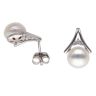 Silver Cubic Zirconia and Pearl Drop Stud Earrings By Icesia