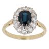 18ct Yellow Gold 0.50ct Brilliant Cut Diamond and Sapphire Cluster Ring