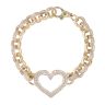 9ct Yellow Gold Cubic Zirconia Belcher Heart Bracelet 6"