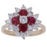 14ct Yellow Gold Cubic Zirconia and Ruby Cluster Ring