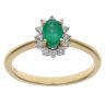 18ct Yellow Gold 0.16ct Diamond and Emerald Cluster Ring