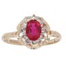 9ct Yellow Gold Ruby and Cubic Zirconia Cluster Ring