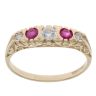 9ct Yellow Gold Cubic Zirconia and Created Ruby Five Stone Ring