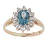 9ct Yellow Gold Blue Topaz and Cubic Zirconia Cluster Ring