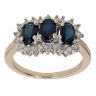 9ct Yellow Gold 0.50ct Brilliant Cut Diamond and Sapphire Cluster Ring
