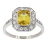 Platinum Diamond And Yellow Sapphire Octagonal Cluster Ring