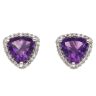 9ct White Gold 0.20ct Diamond and Amethyst Cluster Earrings