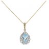 9ct Yellow Gold 0.36cts Diamond And Topaz Pear Cut Pendant And 18" Chain
