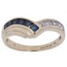 9ct Yellow Gold Cubic Zirconia and Sapphire Wishbone Ring
