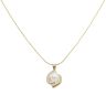14ct Yellow Gold 0.20ct Baguette Cut Diamond And Pearl Pendant And Chain 18"