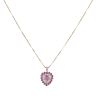 9ct Yellow Gold 0.02ct Diamond and Ruby Cluster Heart Pendant and Chain 20"