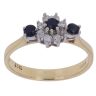18ct Yellow Gold 0.15ct Brilliant Cut Diamond and Sapphire Cluster Ring