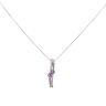 9ct White Gold 0.13cts Diamond And Amethyst Pendant And 16" Chain by Anya Belle