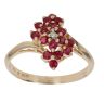 14ct Yellow Gold 0.05ct Diamond and Ruby Cluster Ring