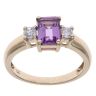 9ct Yellow Gold Amethyst and Cubic Zirconia Three Stone Ring