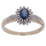 9ct Yellow Gold 0.20ct Brilliant Cut Diamond and Sapphire Cluster Ring