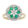 18ct Yellow Gold Diamond And Emerald Vintage Cluster Ring