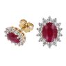18ct Yellow Gold Ruby and Diamond Cluster Earrings