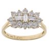 18ct Yellow Gold 1.00ct Brilliant and Baguette Cut Diamond Cluster Ring