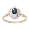 18ct Yellow Gold Sapphire and 0.03ct Diamond Cluster Ring