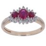 9ct Yellow Gold 0.16ct Diamond And Created Ruby Cluster Ring