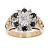 9ct Yellow Gold Sapphire And 0.05ct Diamond Cluster Ring