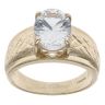 9ct Yellow Gold Patterned Cubic Zirconia Single Stone Ring