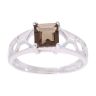 9ct White Gold Solitaire Smokey Quartz Stone Ring