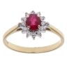 18ct Yellow Gold 0.10ct Diamond and Ruby Cluster Ring