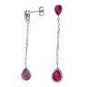 Silver Red and White Cubic Zirconia Drop Earrings