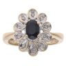 9ct Yellow Gold 0.10ct Diamond and Sapphire Cluster Ring