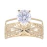 14ct Yellow Gold Cubic Zirconia & Filigree Band Ring