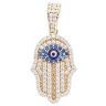 9ct Yellow Gold Multi-Gemstone Hamza Hand Pendant