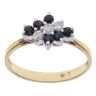18ct Yellow Gold 0.15ct Diamond and Sapphire Three Row Cluster Ring