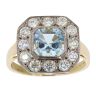 18ct Yellow Gold Diamond And Aquamarine Vintage Style Cluster Ring