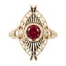 14ct Yellow Gold Red Gem Patterned Ring