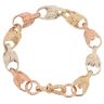 9ct Yellow, White and Rose Gold Patterned Tulip Bracelet 9"