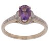 9ct Yellow Gold 0.05ct Diamond and Amethyst Single Stone Ring