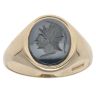 9ct Yellow Gold Hematite Engraved Roman Head Signet Ring