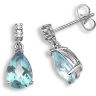 18ct White Gold Diamond 0.05ct Blue Topaz 3.03ct Earrings