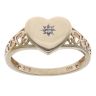 9ct Yellow Gold 0.01ct Diamond Heart Signet Ring