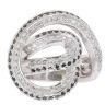 18ct White Gold 0.55ct Brilliant Cut Black And White Diamond Fancy Wave Ring