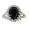 9ct Yellow Gold 0.10ct Brilliant Cut Diamond and Sapphire Cluster Ring